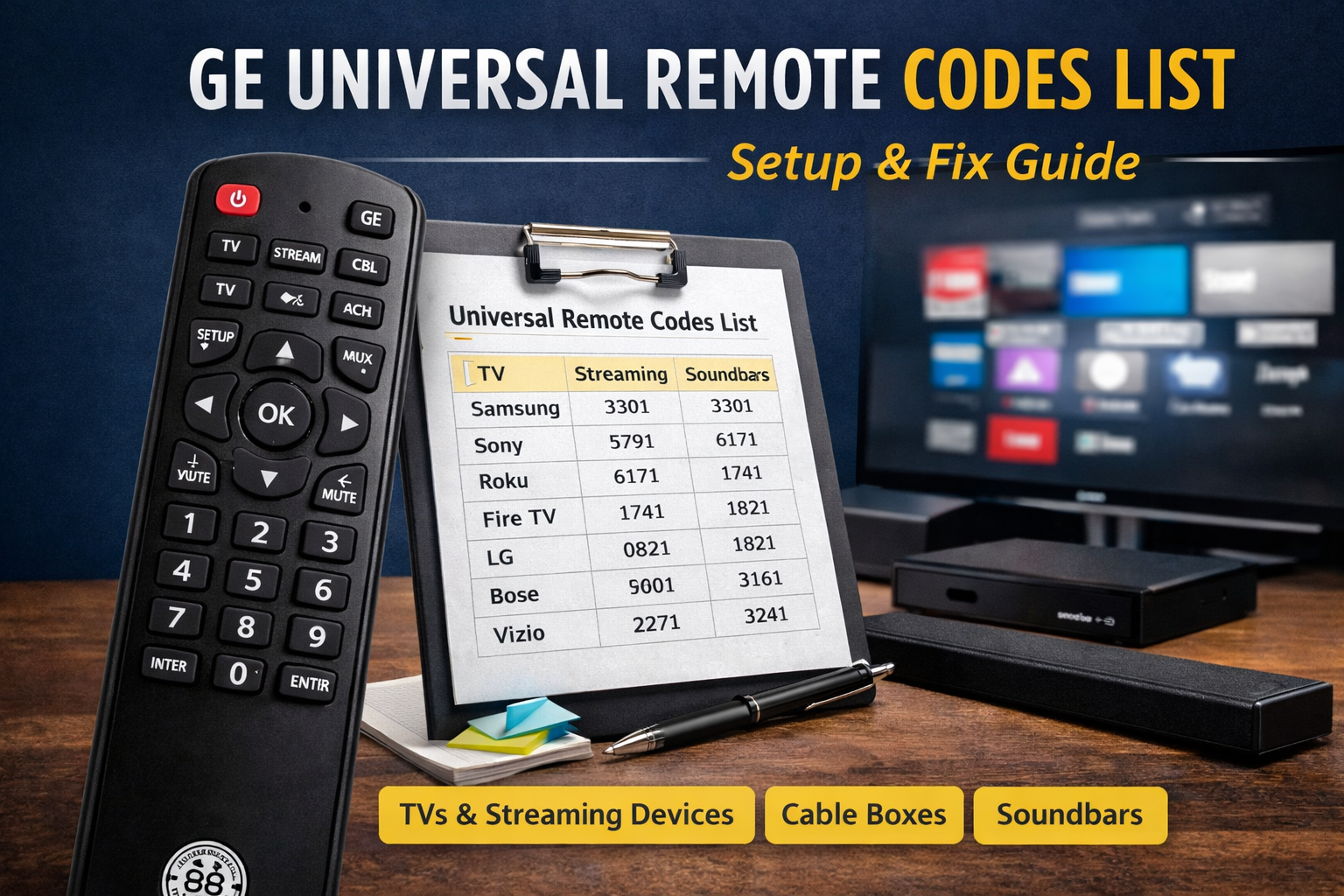 ge universal remote codes list